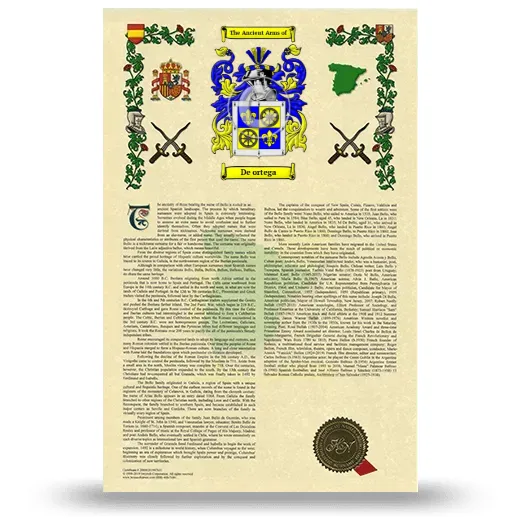 De ortega Armorial History with Coat of Arms