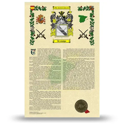 De zuniga Armorial History with Coat of Arms