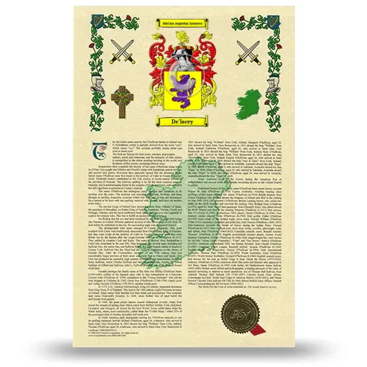 De'lacey Armorial History with Coat of Arms