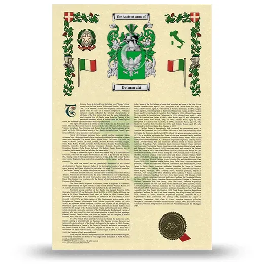 De'marchi Armorial History with Coat of Arms