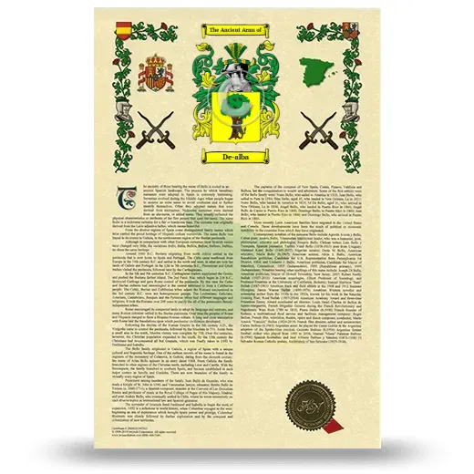 De-alba Armorial History with Coat of Arms