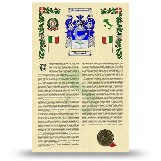 De-antoni Armorial History with Coat of Arms