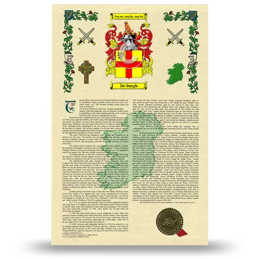 De-burgh Armorial History with Coat of Arms