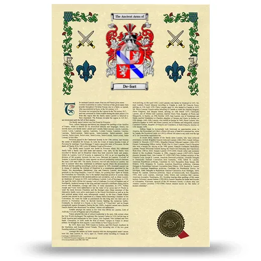 De-fort Armorial History with Coat of Arms