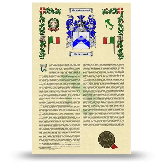 De-la-canal Armorial History with Coat of Arms