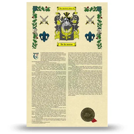 De-la-musse Armorial History with Coat of Arms
