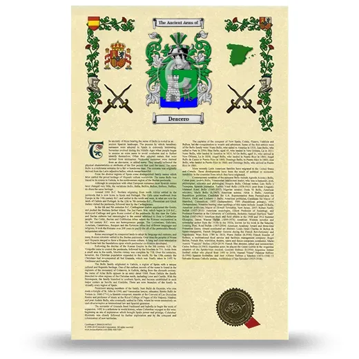 Deacero Armorial History with Coat of Arms