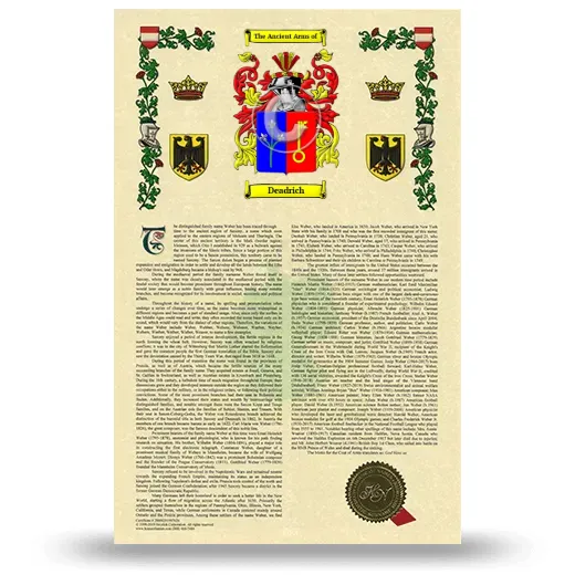 Deadrich Armorial History with Coat of Arms