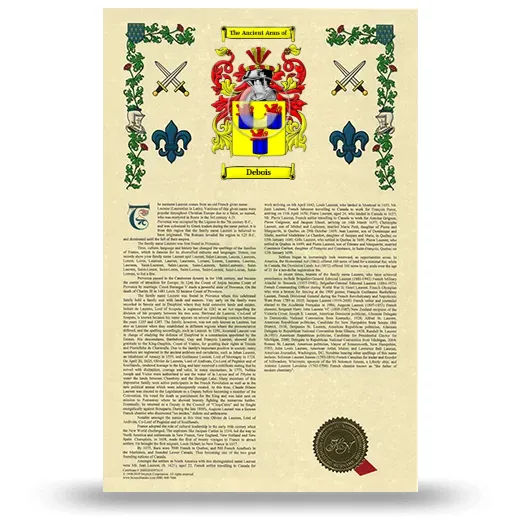 Debois Armorial History with Coat of Arms