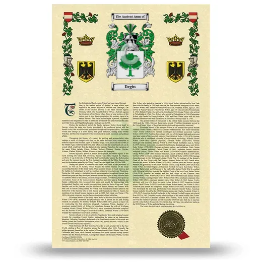 Degin Armorial History with Coat of Arms