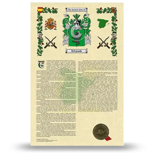 Del'prado Armorial History with Coat of Arms