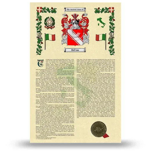 Del'vas Armorial History with Coat of Arms
