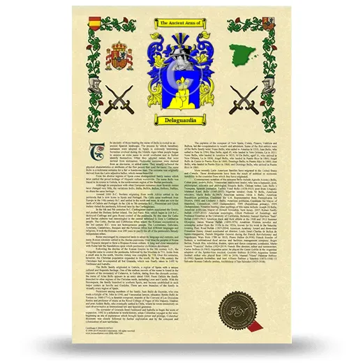 Delaguardia Armorial History with Coat of Arms