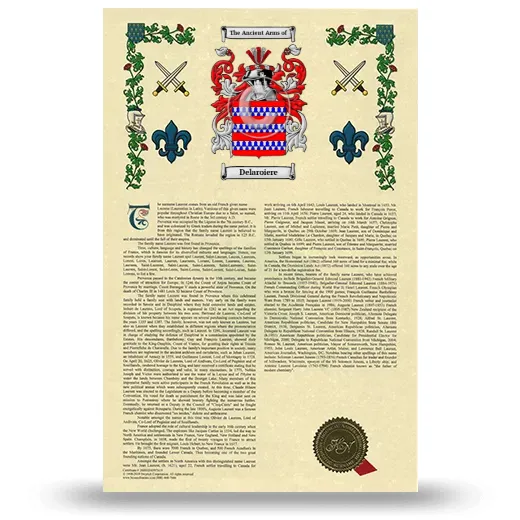 Delaroiere Armorial History with Coat of Arms