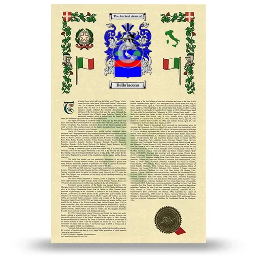 Dello'iacono Armorial History with Coat of Arms