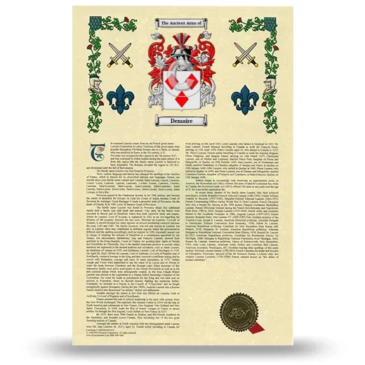 Demaire Armorial History with Coat of Arms