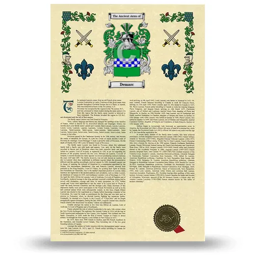 Demarc Armorial History with Coat of Arms