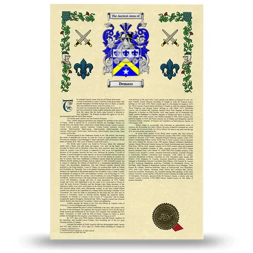 Demass Armorial History with Coat of Arms