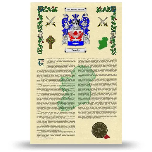 Denelly Armorial History with Coat of Arms