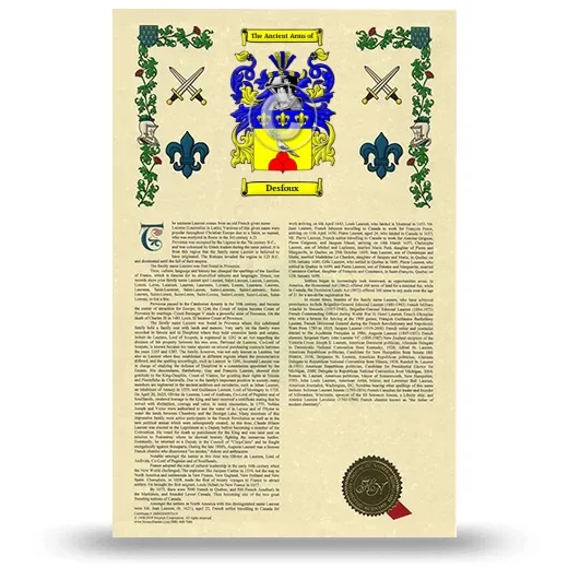 Desfoux Armorial History with Coat of Arms