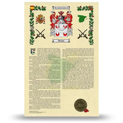 Desosa Armorial History with Coat of Arms