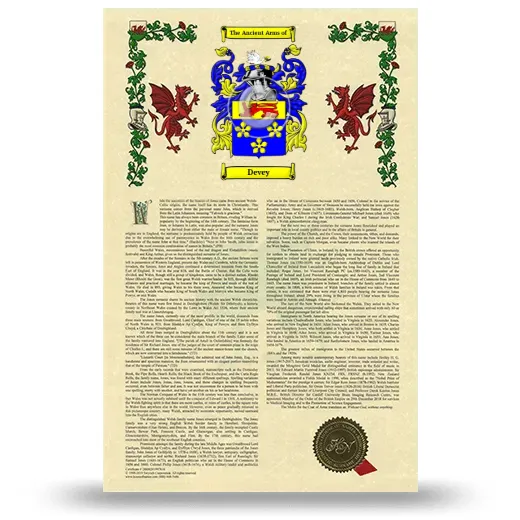 Devey Armorial History with Coat of Arms