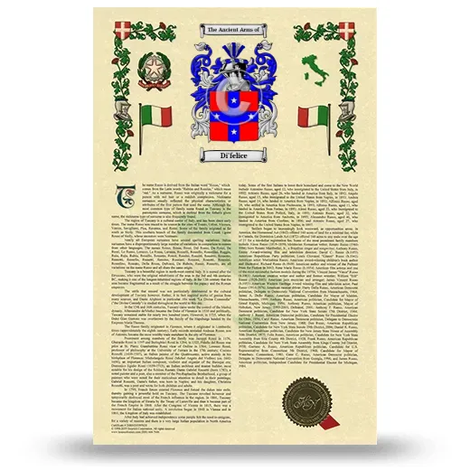 Di'felice Armorial History with Coat of Arms