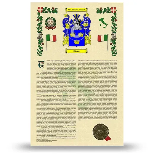Diané Armorial History with Coat of Arms