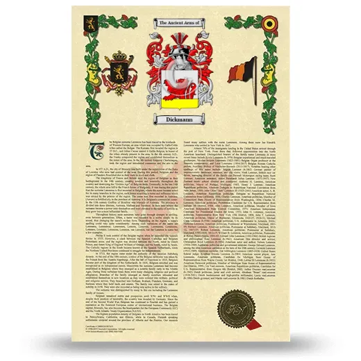 Dickmann Armorial History with Coat of Arms