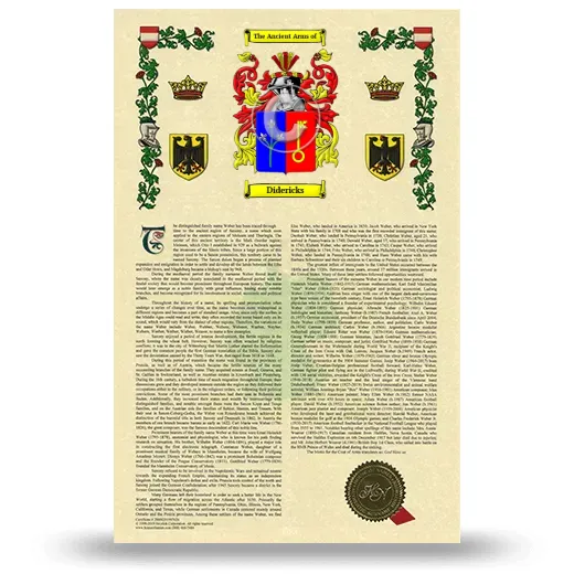 Didericks Armorial History with Coat of Arms