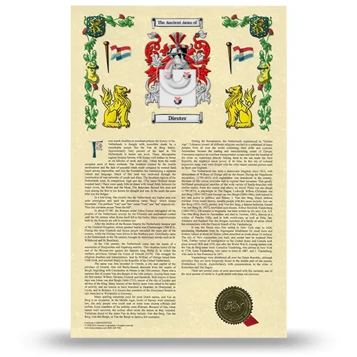 Diester Armorial History with Coat of Arms