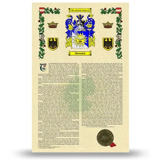 Dieterich Armorial History with Coat of Arms