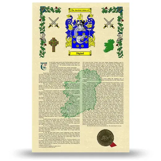 Digind Armorial History with Coat of Arms