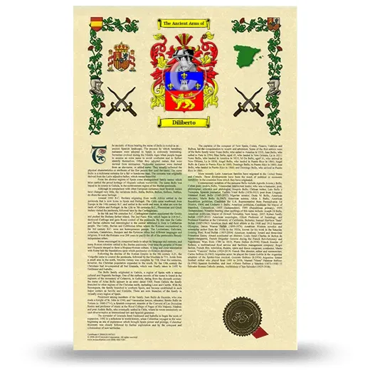 Diliberto Armorial History with Coat of Arms