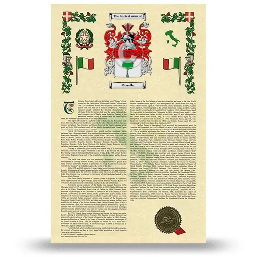 Dinello Armorial History with Coat of Arms