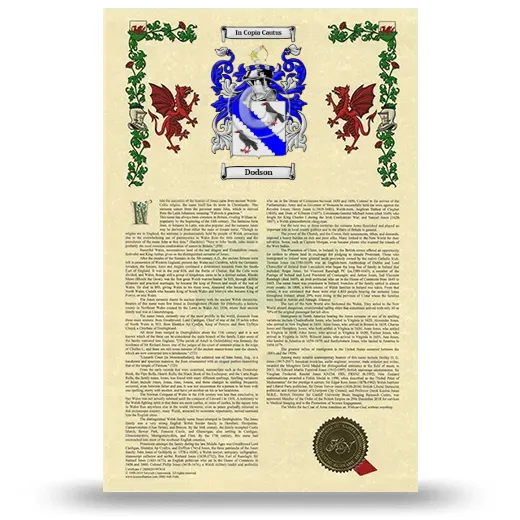 Dodson Armorial History with Coat of Arms