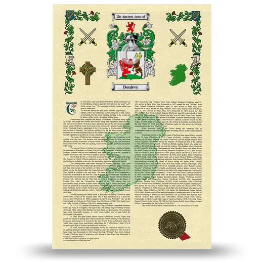 Donlevy Armorial History with Coat of Arms