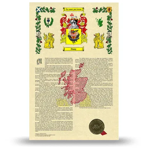 Dony Armorial History with Coat of Arms