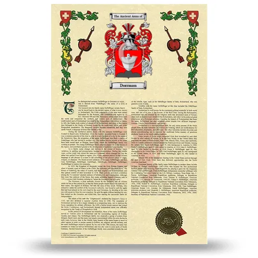 Dorrman Armorial History with Coat of Arms