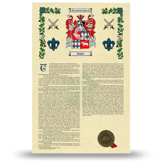 Douce Armorial History with Coat of Arms