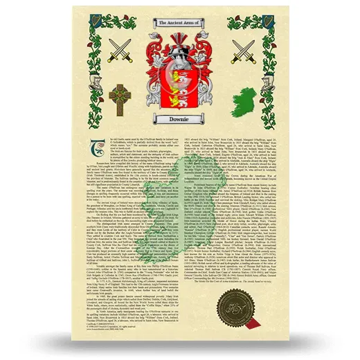 Downie Armorial History with Coat of Arms