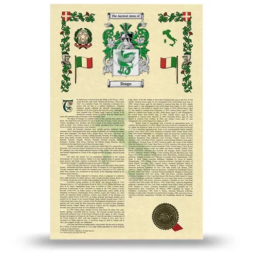 Drago Armorial History with Coat of Arms
