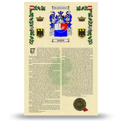 Dreifeld Armorial History with Coat of Arms