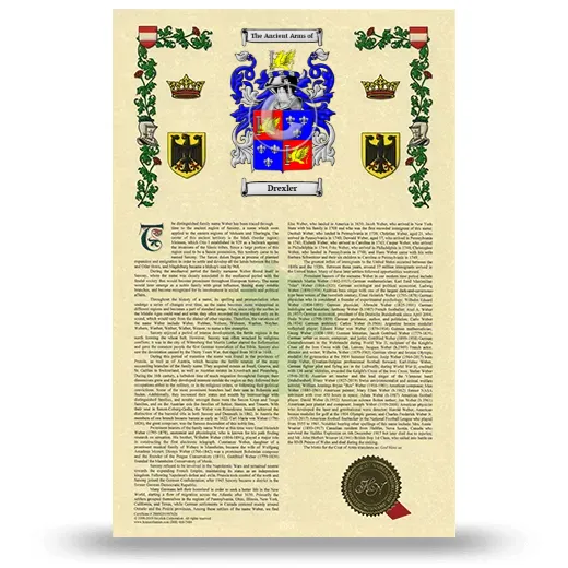 Drexler Armorial History with Coat of Arms