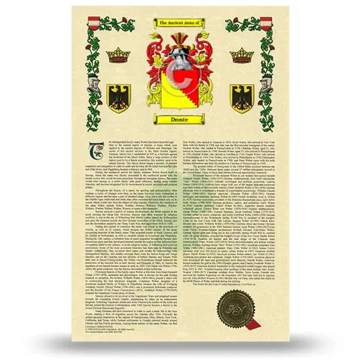 Droste Armorial History with Coat of Arms