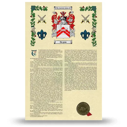 Du pon Armorial History with Coat of Arms
