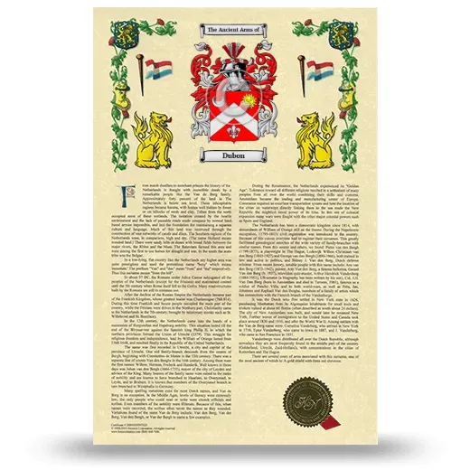Dubon Armorial History with Coat of Arms