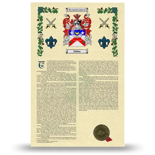 Duboy Armorial History with Coat of Arms