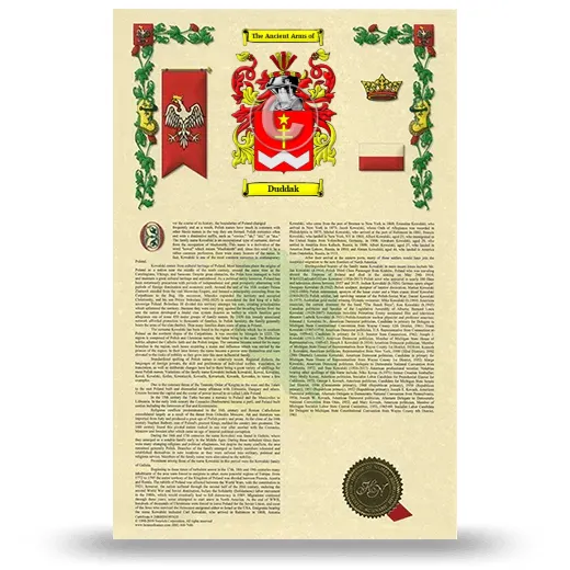 Duddak Armorial History with Coat of Arms
