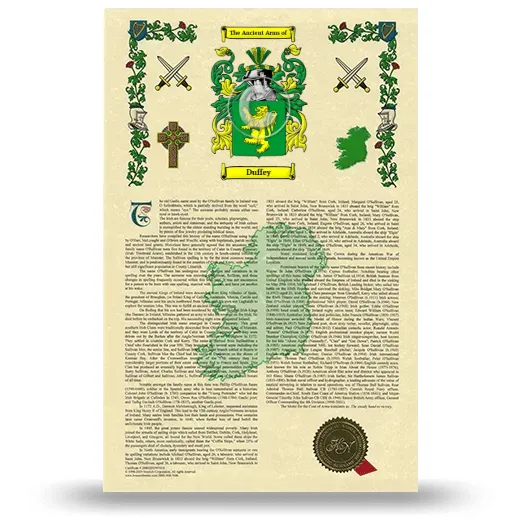 Duffey Armorial History with Coat of Arms
